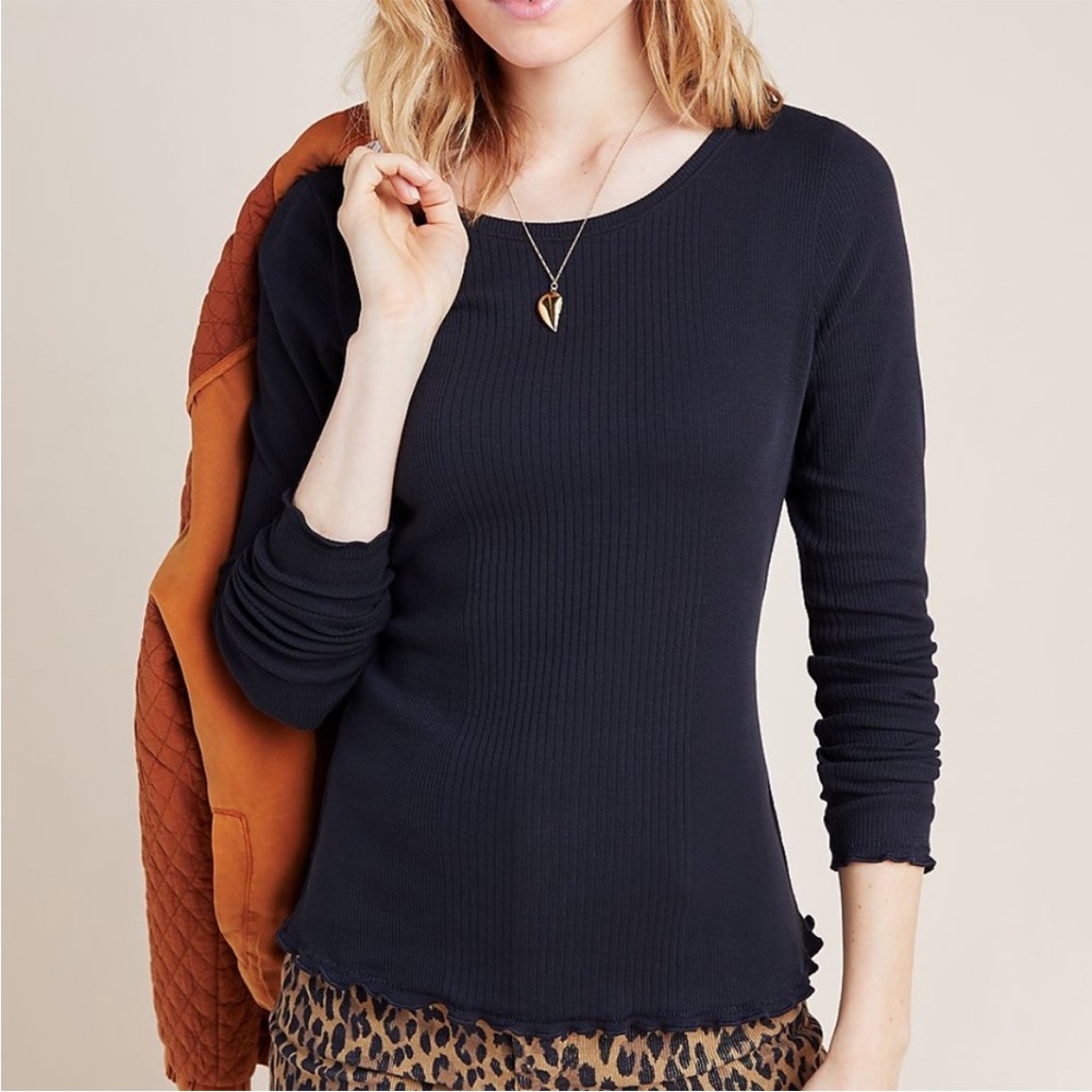 Anthropologie Julia Ribbed Pima Cotton Top Size XS